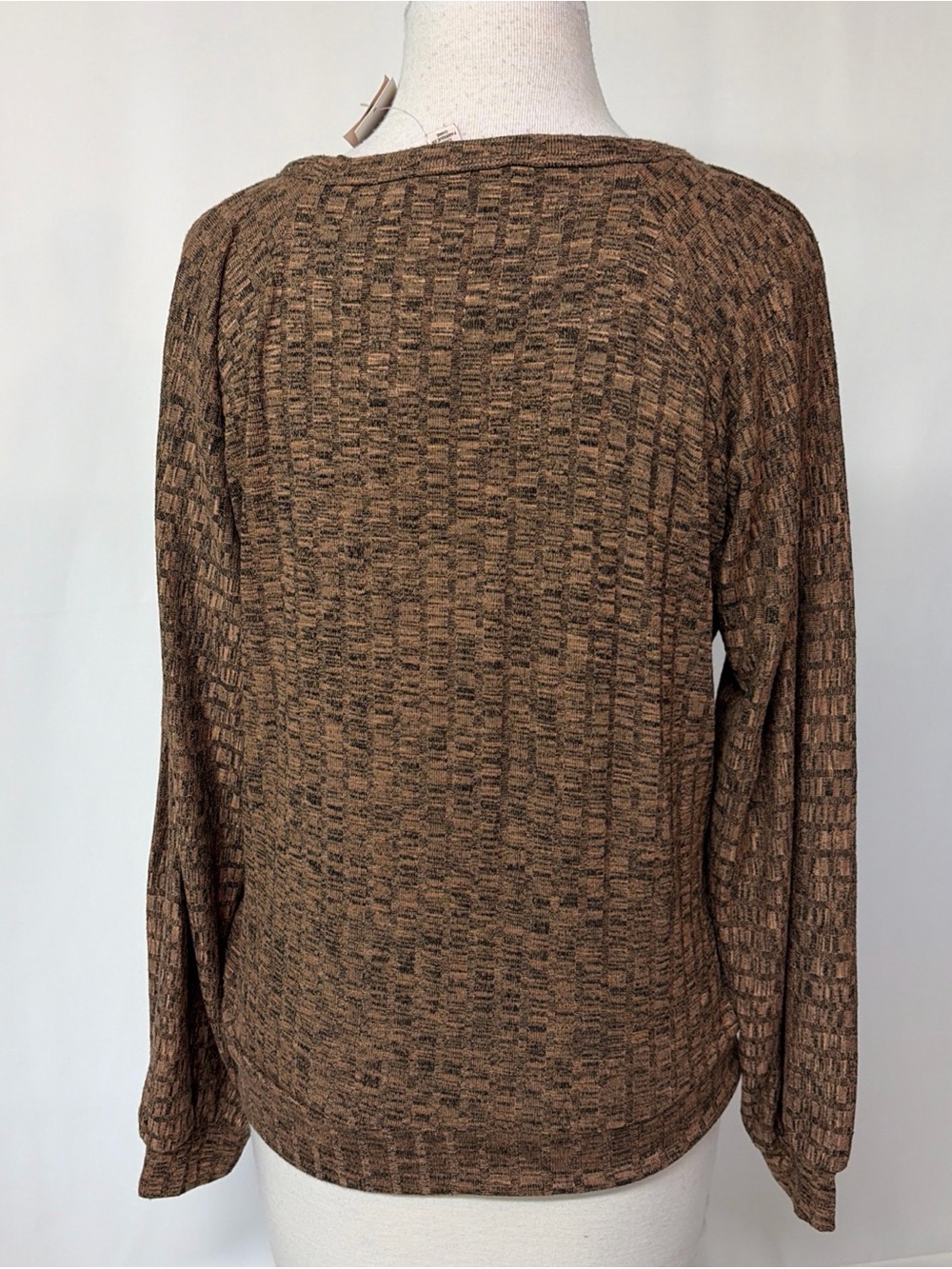 Philosophy Women's Sz Medium Brown Heather Large Ribbed Square Neck Sweater $58 - Picture 8 of 11